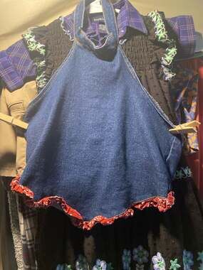 Fashion Nova Kids Girls Denim Halter Top with Bandana Ruffle Trim Size 14/16